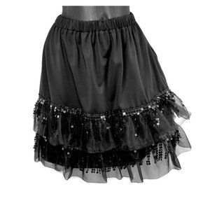 Black Slip Skirt with Sheer Sequin Extender. Great for Layering!